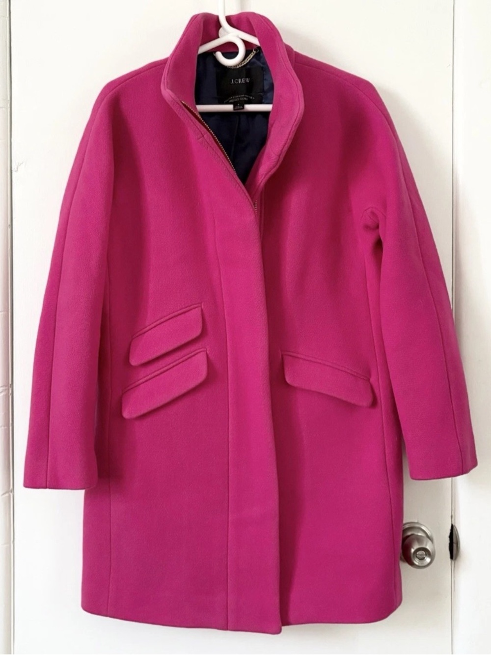 J Crew Cocoon Pink Italian Stadium Cloth Nello Gori Wool Long Coat Jacket Sz 4 - Picture 4 of 16